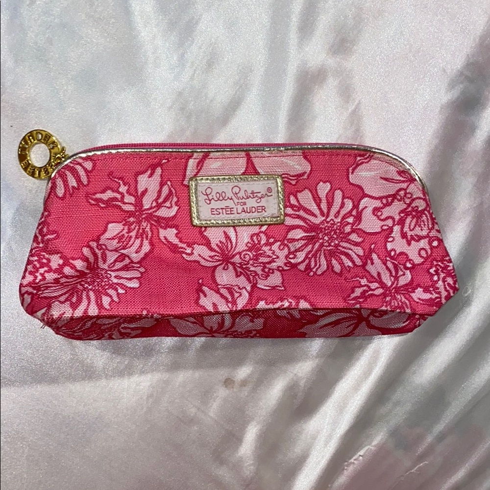 Lilly Pulitzer Pink Cosmetic Bag with Floral Design